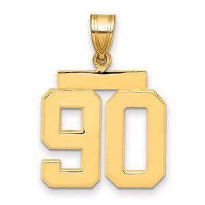 14k Yellow Gold, Athletic Collection Medium Polished Number 90 Pendant